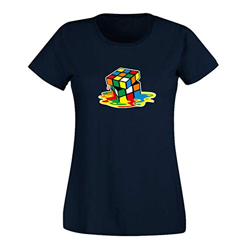 T-Shirt Sheldon Würfel Big Bang Theory 80er Cube Nerd 15 Farben Damen XS-3XL Rätsel Puzzle Logik Geduldspiel Retro-Shirt Vintage Style, Größe:M, Farbe:Navy von Jimmys Textilfactory