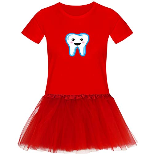 T-Shirt Zahnfee + Tütü Tüllrock Kostüm Fasching Karneval 15 Farben Damen XS-3XL Verkleidung Junggesellenabschied Ballerina Humor 11.11, Größenauswahl:2XL, Farbauswahl:rot (T-Shirt+Rock) von Jimmys Textilfactory