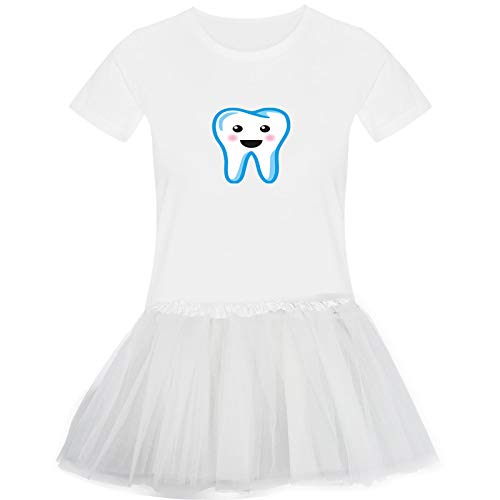 T-Shirt Zahnfee + Tütü Tüllrock Kostüm Fasching Karneval 15 Farben Damen XS-3XL Verkleidung Junggesellenabschied Ballerina Humor 11.11, Größenauswahl:XL, Farbauswahl:Weiss (T-Shirt+Rock) von Jimmys Textilfactory