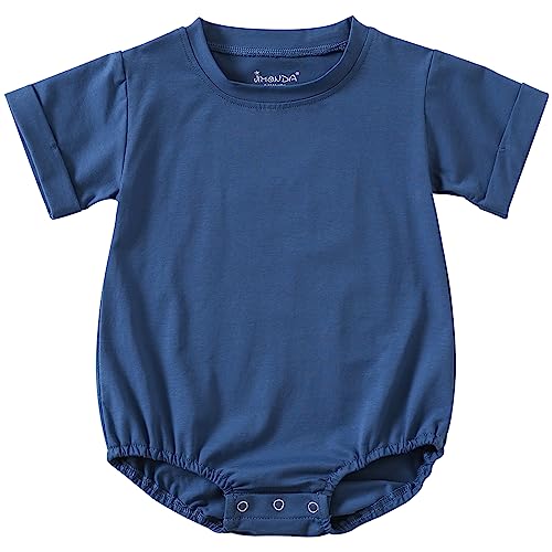Jimonda Strampler Neugeborene Junge Mädchen Baby Body Kurzarm Bio-Baumwolle Weicher Sommer Schlafanzug Baby Unisex,Blau 18-24Monate von Jimonda