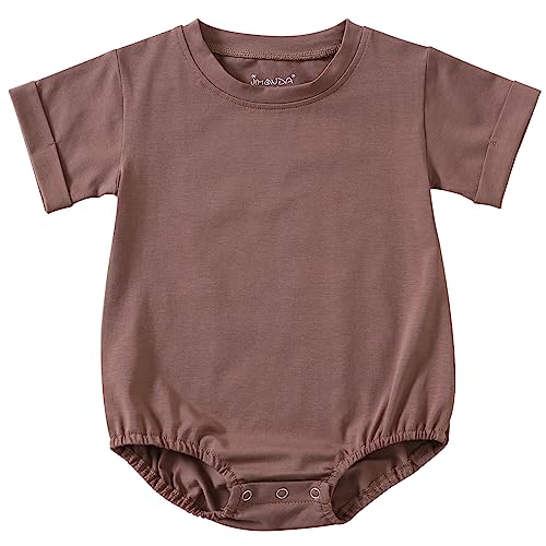 Jimonda Strampler Neugeborene Junge Mädchen Baby Body Kurzarm Bio-Baumwolle Weicher Sommer Schlafanzug Baby Unisex,Braun 12-18Monate von Jimonda