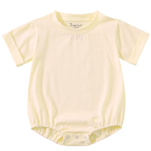 Jimonda Strampler Neugeborene Junge Mädchen Baby Body Kurzarm Bio-Baumwolle Weicher Sommer Schlafanzug Baby Unisex,Gelb 18-24Monate von Jimonda