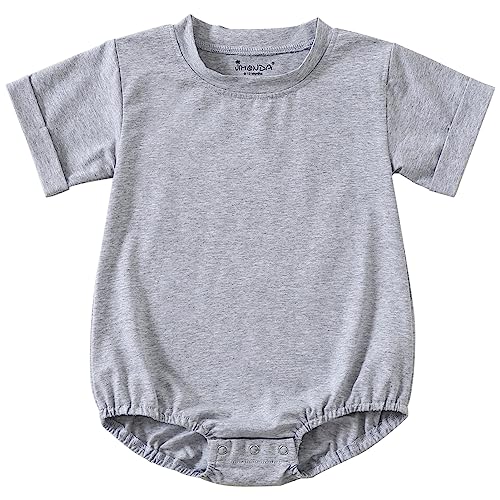 Jimonda Strampler Neugeborene Junge Mädchen Baby Body Kurzarm Bio-Baumwolle Weicher Sommer Schlafanzug Baby Unisex,Grau 9-12Monate von Jimonda