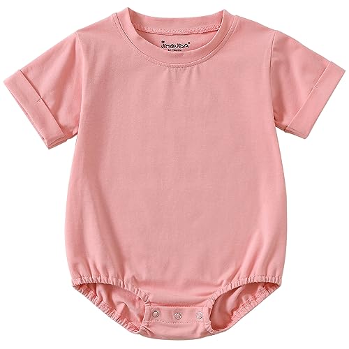Jimonda Strampler Neugeborene Junge Mädchen Baby Body Kurzarm Bio-Baumwolle Weicher Sommer Schlafanzug Baby Unisex,Rosa 0-3Monate von Jimonda