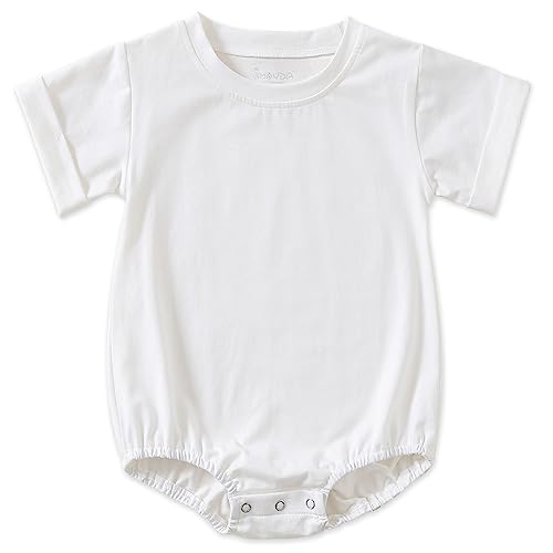 Jimonda Strampler Neugeborene Junge Mädchen Baby Body Kurzarm Bio-Baumwolle Weicher Sommer Schlafanzug Baby Unisex,Weiß 6-9Monate von Jimonda
