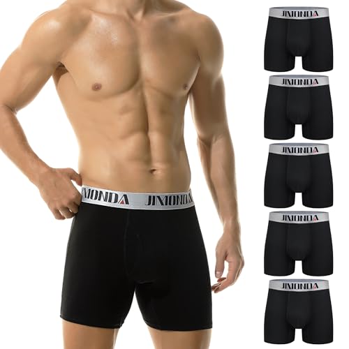 Jimonda Boxershorts Herren 5er Pack Baumwolle Unterhosen Männer Ohne Kratzenden Zettel Weiche Elastisch Unterwäsche Boxer,Schwarz XL von Jimonda