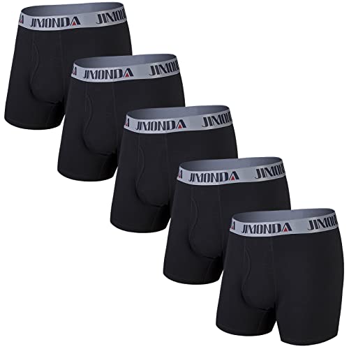 Jimonda Boxershorts Herren 5er Pack Baumwolle Unterhosen Männer Ohne Kratzenden Zettel Unterwäsche Atmungsaktiv Retroshorts Boxer,Schwarz L von Jimonda