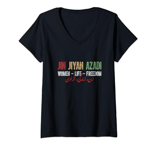 Jin Jiyan Azadi - Women Life Freedom - Kurdic Freedom T-Shirt mit V-Ausschnitt von Jin Jiyan Azadi Tees T-Shirt