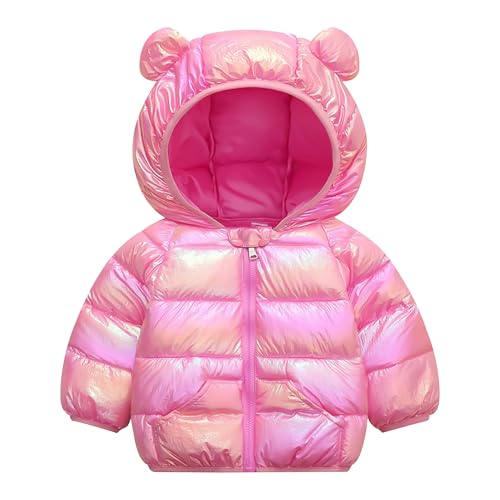 JinBei Kleinkind Mädchen Winterjacke Girls Steppjacke Rosa Winddicht Kinderjacke mit Kapuze Ultraleicht Kinder Jacket Wintermantel Winter Jacke mit Taschen,GR.104-110, 4-5 Jahre von JinBei