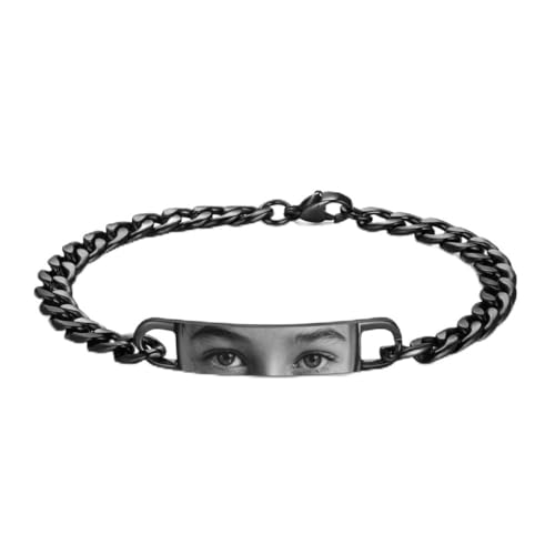 JinFu dian Personalisiertes menschliches Auge-Charm-Armband für Herren, individuelles Augen-Foto-Armband, Schmuckgeschenk für Vater oder Freund, 20cm, Messing, liuli von JinFu dian