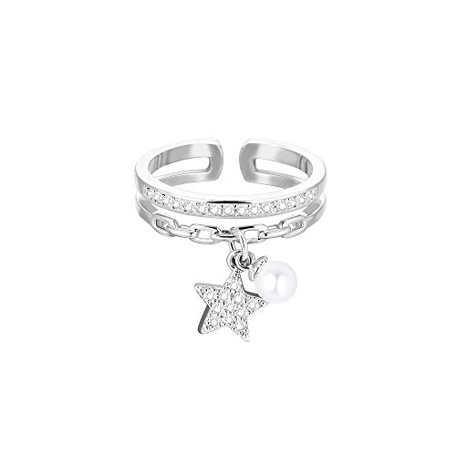 JinHan Birnensternring, Damenring, Mädchenring, modischer Ring, reich an Zirkonia, hypoallergenes Material, verstellbar, Geburtstagsgeschenk für Mädchen, Silber/Roségold/Gold, Metall, commun, Kristall von JinHan