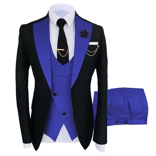 JinXuanYa Herren 3 Teilig Herren Anzug Slim Fit Schal Revers Blazer Smoking für Hochzeit Trauzeugen (Blazer+Weste+Hose) von JinXuanYa