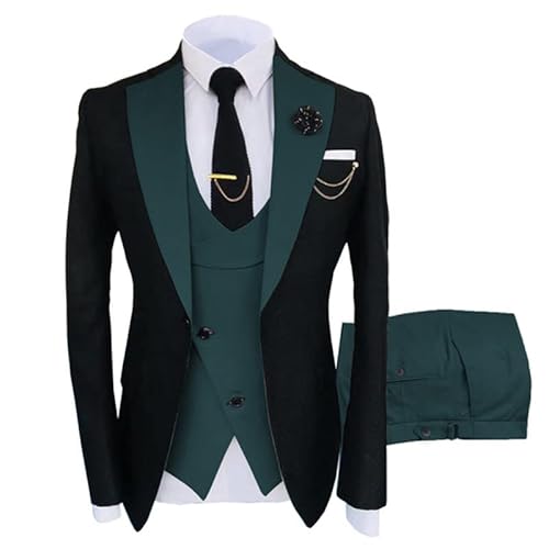 JinXuanYa Herren 3 Teilig Herren Anzug Slim Fit Schal Revers Blazer Smoking für Hochzeit Trauzeugen (Blazer+Weste+Hose) von JinXuanYa