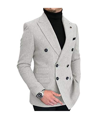 JinXuanYa Tweed Jacken Elfenbein 58 Herren Zweireihig Formelle Sakko Oder Blazer für Herren Anzugjacken Slim fit Spitzes Revers Business oder Freizeit von JinXuanYa