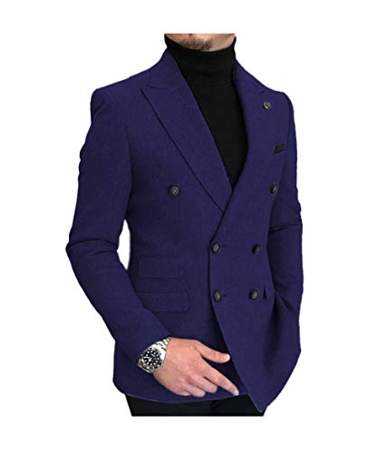JinXuanYa Tweed Jacken Königsblau 58 Herren Zweireihig Formelle Sakko Oder Blazer für Herren Anzugjacken Slim fit Spitzes Revers Business oder Freizeit von JinXuanYa