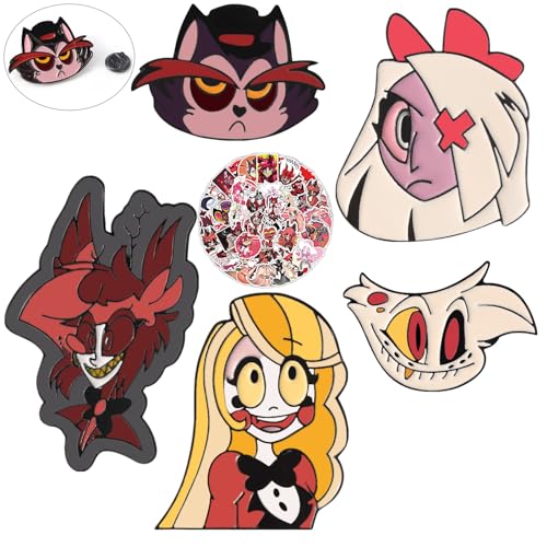 JinYu Alast. Pins Sets 50pcs Aufkleber 5-Pack Charakter Revers Pin Anime Cosplay Broschen für Kleidung Taschen Rucksäcke Jacken Hut Zubehör von JinYu