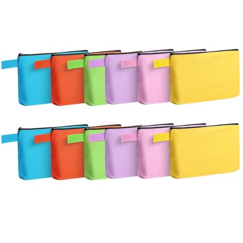 Jinavoty 12 Packung Leinwand Make-up Taschen Mehrzweck Leinwand Federmäppchen Zipper Pouch Segeltuch Taschen für Handwerk (Multicolor) von Jinavoty