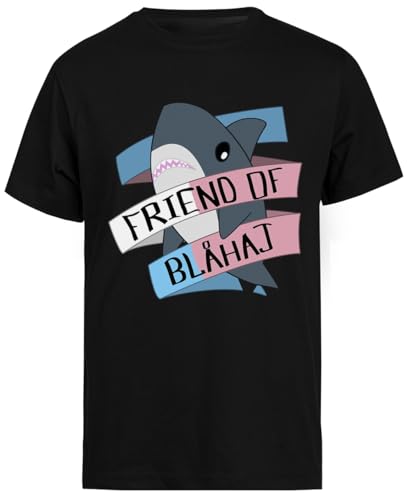 Friend of Blahaj - Trans Banner Schwarzes T-Shirt Mit Kurzen Ärmeln Für Herren von Jinbetee