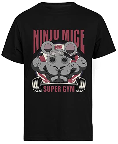 Funny Tengens Mice Super Gym Schwarzes T-Shirt Mit Kurzen Ärmeln Für Herren von Jinbetee