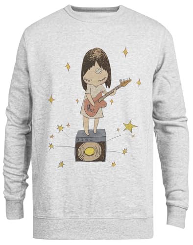 Jinbetee Yoshitomo Nara Grauer Unisex-Pullover mit Rundhalsausschnitt von Jinbetee