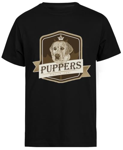 Puppers, Officially Waynes Favourite Beer Schwarzes T-Shirt Mit Kurzen Ärmeln Für Herren Puppers, Officially Waynes Favourite Beer Schwarzes T-Shirt Mit Kurzen Ärmeln Für Herren von Jinbetee