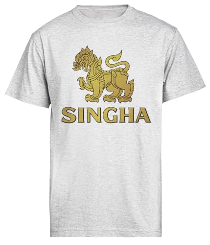 Singha for Fans Graues Kurzarm-T-Shirt für Herren von Jinbetee