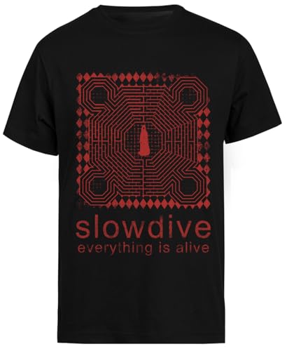 Slowdive Everything is Alive Schwarzes T-Shirt Mit Kurzen Ärmeln Für Herren von Jinbetee
