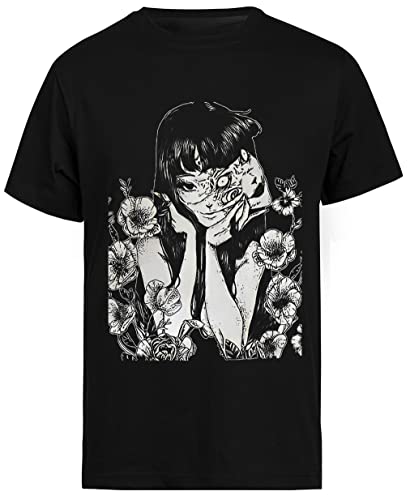 Tomie Junji Ito Einzigartige Kunst Schwarzes T-Shirt Mit Kurzen Ärmeln Für Herren von Jinbetee