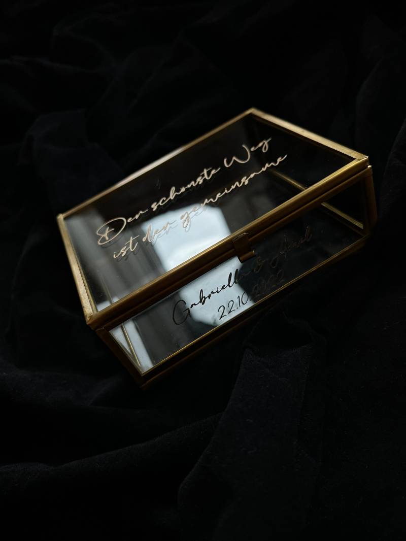 Personalisierte Glasschatulle | Ringschachtel Schmuckschachtel Gold Schmuckkästchen Personalisierte Glasschatulle | Ringschachtel Schmuckschachtel Gold Schmuckkästchen von JindraShopDE