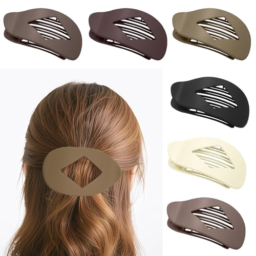 Haarklammern Damen 6 Farben | Rutschfeste Haarklammer Flach Gebogen | Elegante Französische Haarspangen für Alltag, Sport, Autofahren (6-1) von Jinfanshurich