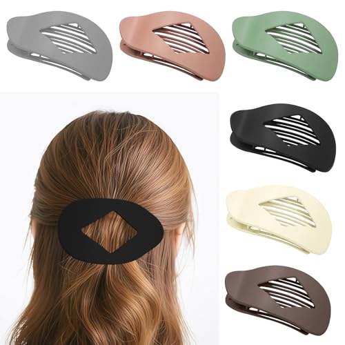 Haarklammern Damen 6 Farben | Rutschfeste Haarklammer Flach Gebogen | Elegante Französische Haarspangen für Alltag, Sport, Autofahren (6-2) von Jinfanshurich
