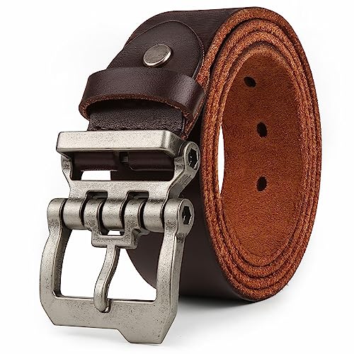 JingHao Gürtel Herren,Ledergürtel Herren 110-170cm,Jeansgürtel,Designer Schnalle,Große Taille Männer Gürtel 38mm Breit Schwarz Braun(110cm Fit für Taille 31"-33",Schokolade 2) von JingHao