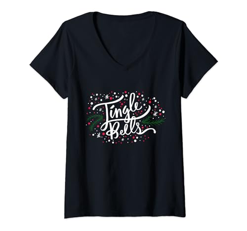 Jingle Bells Weihnachtsdesign für Männer Frauen Jungen Mädchen T-Shirt mit V-Ausschnitt von Jingle Bells Christmas Gift for Men Women