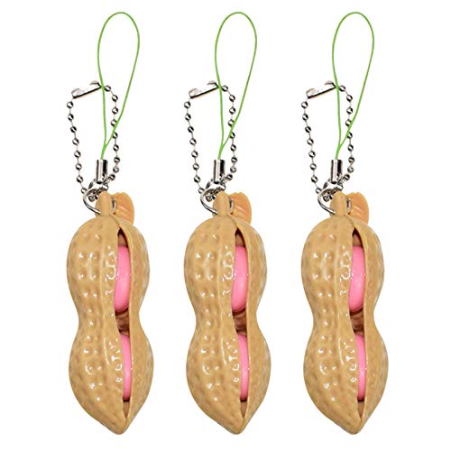 Jingmcdy Peanut Keychain Fidget Sensory Toy Anti-Stress Entlastende Spielzeug Böhnchen Anhänger Erdnuss Schlüsselanhänger Kinder Und Adluts Pop Zappeln Spielzeug von Jingmcdy