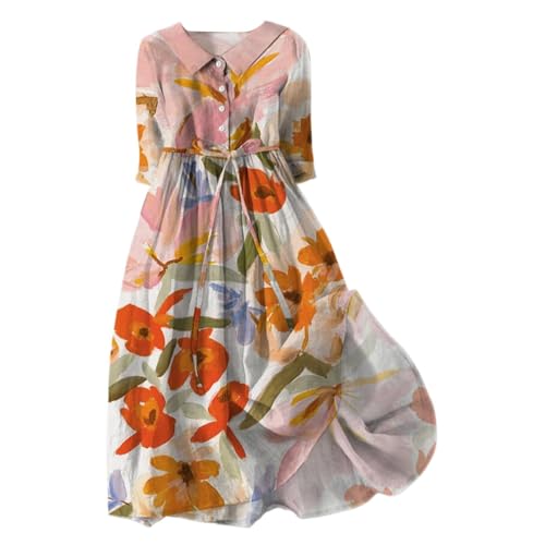 Jingmcdy Sale Angebote Weisses Kleid Sommerkleid Damen Freizeit Lockere Strandkleid Damen Sommer Casual Mode Floral Gedruckt Sommerkleid Damen Lang Maxikleid Damen Sommer Abendkleider Kleid Sale von Jingmcdy