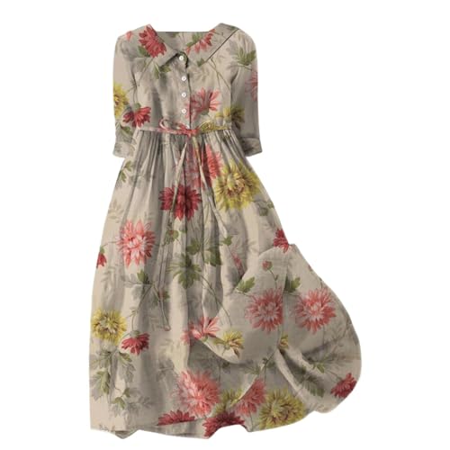 Sale Angebote Kleid Blau Sommerkleid Damen Freizeit Lockere Strandkleid Damen Sommer Casual Mode Floral Gedruckt Sommerkleid Damen Lang Maxikleid Damen Sommer Abendkleider Sale Angebote Spitzenkleid von Jingmcdy
