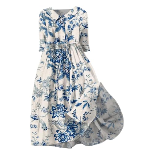 Sale Angebote Kleid Lang Sommerkleid Damen Freizeit Lockere Strandkleid Damen Sommer Casual Mode Floral Gedruckt Sommerkleid Damen Lang Maxikleid Damen Sommer Abendkleider Hemdblusenkleid Sale von Jingmcdy