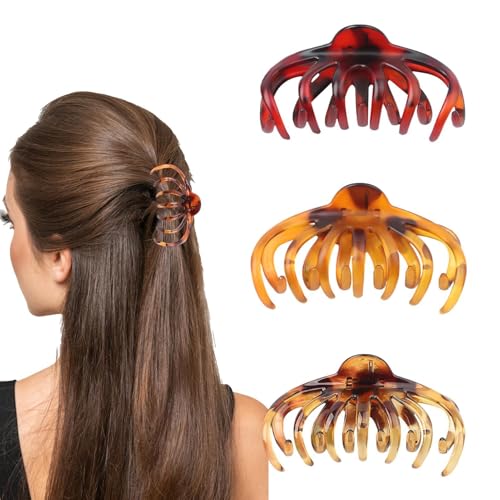 4 Stück Haarspangen, Rutschfestes Haar, Leoparden-Haarspangen, Oktopus, Große Haarklammer, Haarspangen für dickes Haar, Haarstyling-Zubehör für Frauen Mädchen lockiges Haar und langes Haar von Jingmiger