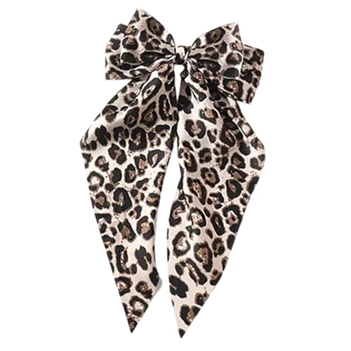 Haarschleifen mit Leopardenmuster für Frauen, Seidensatin-Haarspangen mit Pferdeschwanz-Haarspangen, Satinband-Haarspangen für Frauen, Mädchen, Haar-Accessoires von Jingmiger