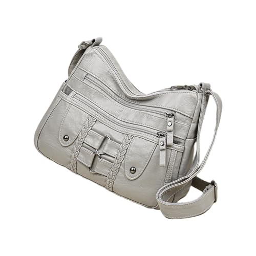 Jingmiger Schultertaschen für Damen, Schaltasche aus Leder – modische Umhängetasche aus PU-Leder – große Damen mit mehreren Taschen für die Arbeit, grau, Se référer au descriptif von Jingmiger