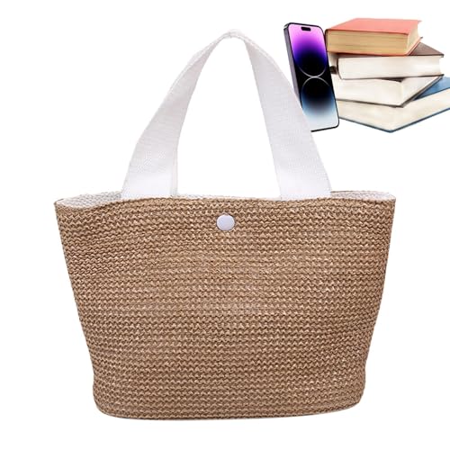Strandtasche aus Stroh | Strandtasche aus Weide | Boho Tasche Sandschutz Schultergurt geräumig Festival Musik Party Urlaub Sport Einkaufen Picknick Pool Stadt, weiß, Einheitsgröße von Jingmiger