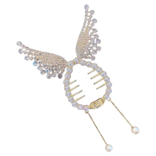 Jingyash Haarspangen mit Strass-Pferdeschwanzhalter, Pferdeschwanz-Haarspangen mit Perlen-Strassquaste - Lange Quasten Haarklammern - Frauen-Cartoon-Haarspangen, lange Quasten-Haarklammer für Mama, von Jingyash