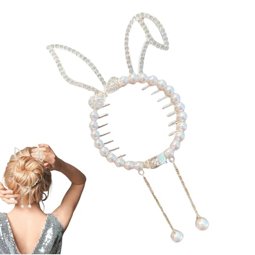 Jingyash Schmuck Strass Haarklammern,Strass Pferdeschwanzhalter Haarklammern - Haarstyling-Clips mit langer Quaste | Frauen-Cartoon-Haarspangen, lange Quasten-Haarklammer für Mama, Frauen von Jingyash