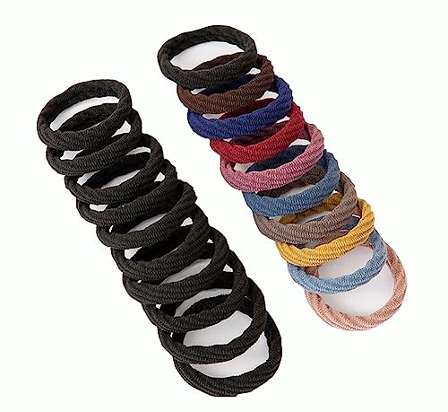 20 PCS dicke nahtlose Haargummis, Damen, Herren, elastische Haargummis, Pferdeschwanzhalter, Haarschmuck, keine Beschädigung für dickes Haar-A03 von Jingyun