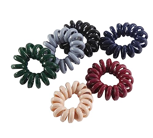 6 PCS dicke nahtlose Haargummis, Damen, Herren, elastische Haargummis, Pferdeschwanzhalter, Haarschmuck, keine Beschädigung, Telefonleitung-F12 von Jingyun