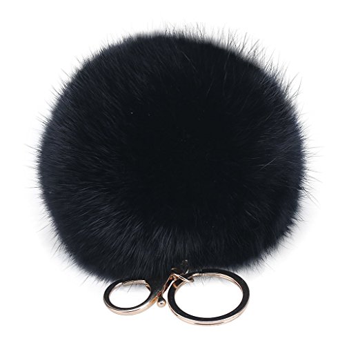 Jingyuu Pompom-Schlüsselanhänger für Damen 8 cm Schwarz von Jingyuu