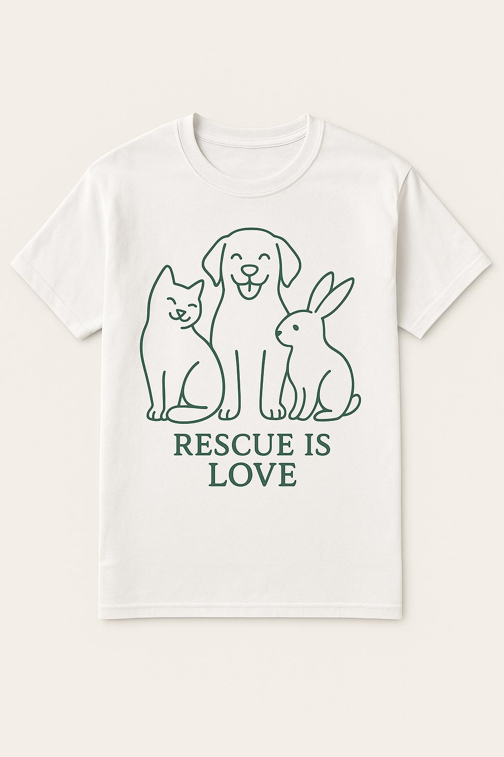 Rescue Is Love T-Shirt - Hund Katze Kaninchen Tierliebe & Tierschutz Geschenk Unisex Adoption Shirt Rescue Is Love T-Shirt - Hund Katze Kaninchen Tierliebe & Tierschutz Geschenk Unisex Adoption Shirt von JiniTrends