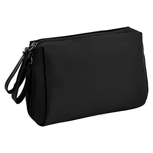 Jinlaili Kosmetiktasche Nylon Klein, Waschtasche für Frauen, Tragbare Make up Tasche Multifunktions, Organizer Mini Reisetaschen, Schminktasche für Handtasche Makeup Tasche (Schwarz) von Jinlaili