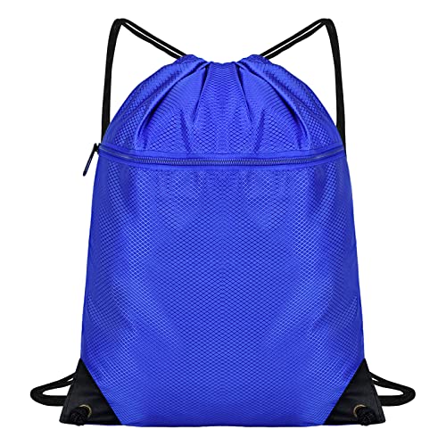 Jinlaili Turnbeutel Wasserdicht, Oxford Sportbeutel, Kordelzug Tasche, Gym Bag Hipster, Kordelzug Rucksack, Kordelzugbeutel, Fußballtasche, Stofftasche, Tunnelzug Gymsack für Damen und Herren (Blau) von Jinlaili