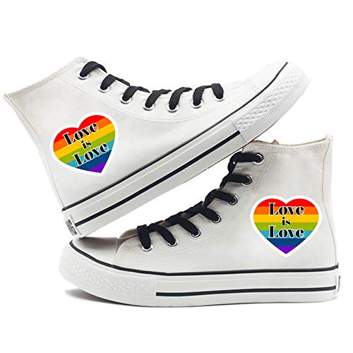 Homosexuell Stolz Schuhe High Top Turnschuhe LGBT Rainbow Classic Casual Canvas Schuhe mit Klettverschluss für Frauen Männer von Jinlin